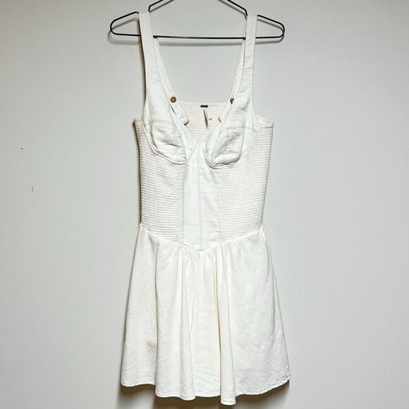 New Anthropologie Free People Delilah Cream Romper Dress Sz L - Picture 5 of 8